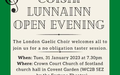 Open Evening at the London Gaelic Choir / Oidhche Fhosgailte aig Còisir Ghàidhlig Lunnainn